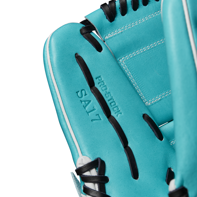 A2000 SA17 Pitcher's - 12" 2-Piece, Wilson A2000 SA17 Pitcher's - 12" 2-Piece in Teal/Black/White stitching