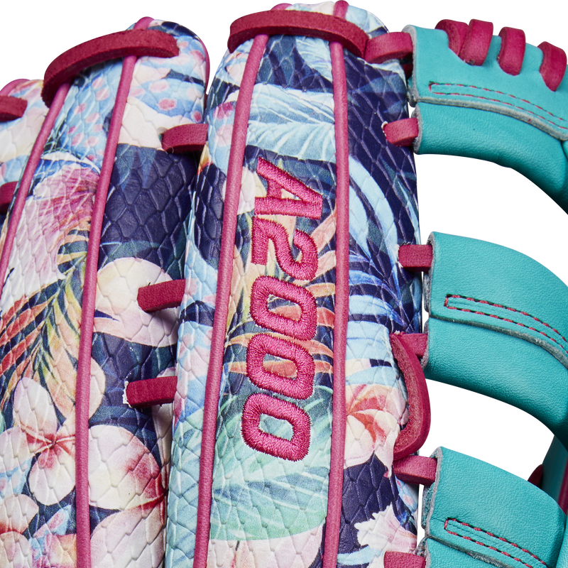 A2000 RA56 Randy Arozarena Game Model Outfield - 12.75" Aso Web SP25, Wilson A2000 RA56 Randy Arozarena Game Model Outfield - 12.75" Aso Web SP25 in Floral SS/Teal/Pink Series logo
