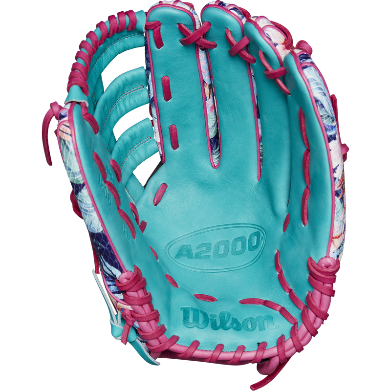 A2000 RA56 Randy Arozarena Game Model Outfield - 12.75" Aso Web SP25, Wilson A2000 RA56 Randy Arozarena Game Model Outfield - 12.75" Aso Web SP25 in Floral SS/Teal/Pink palm