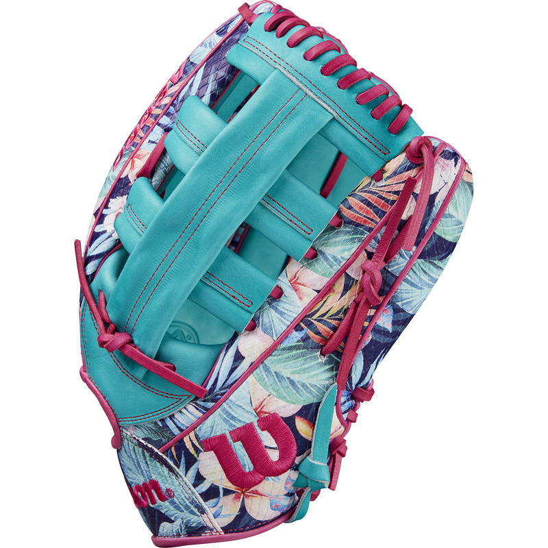 A2000 RA56 Randy Arozarena Game Model Outfield - 12.75" Aso Web SP25, Wilson A2000 RA56 Randy Arozarena Game Model Outfield - 12.75" Aso Web SP25 in Floral SS/Teal/Pink outside thumb