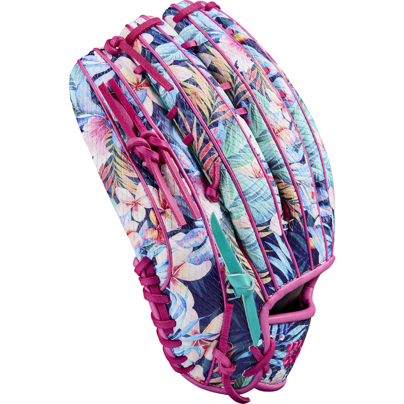 A2000 RA56 Randy Arozarena Game Model Outfield - 12.75" Aso Web SP25, Wilson A2000 RA56 Randy Arozarena Game Model Outfield - 12.75" Aso Web SP25 in Floral SS/Teal/Pink outside finger