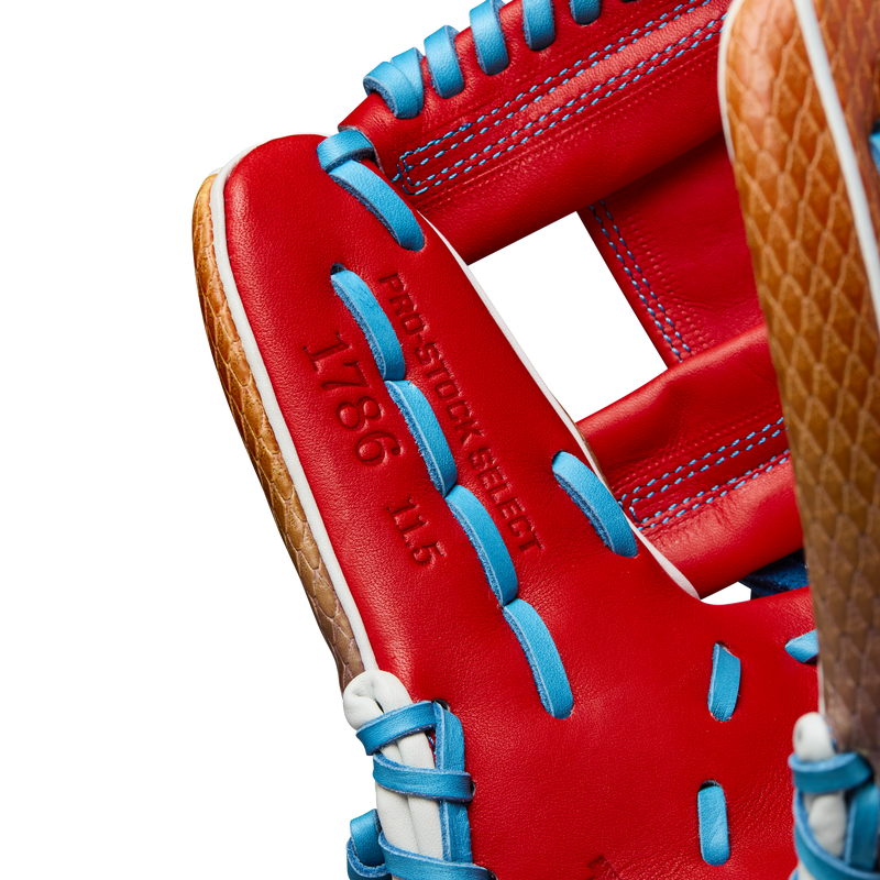 A2K 1786SS Infield-11.5" H-Web, Wilson A2K 1786SS Infield-11.5" H-Web in Gradient Red/Blue/White stitching