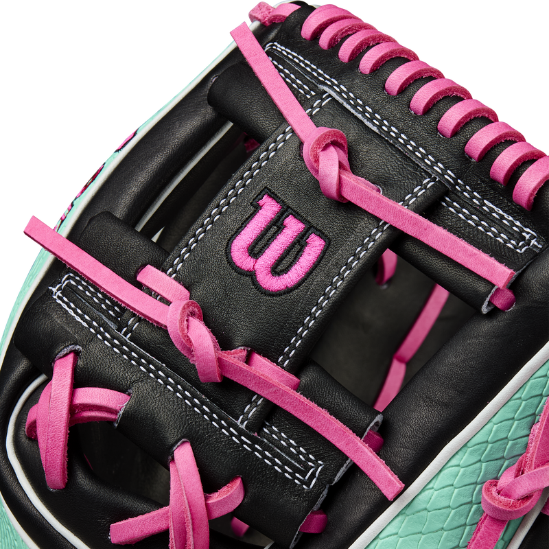 A2K 1720SS Infield - 11.5" H-Web, Wilson A2K 1720SS Infield - 11.5" H-Web in Black/Seafoam/Flamingo Pink web