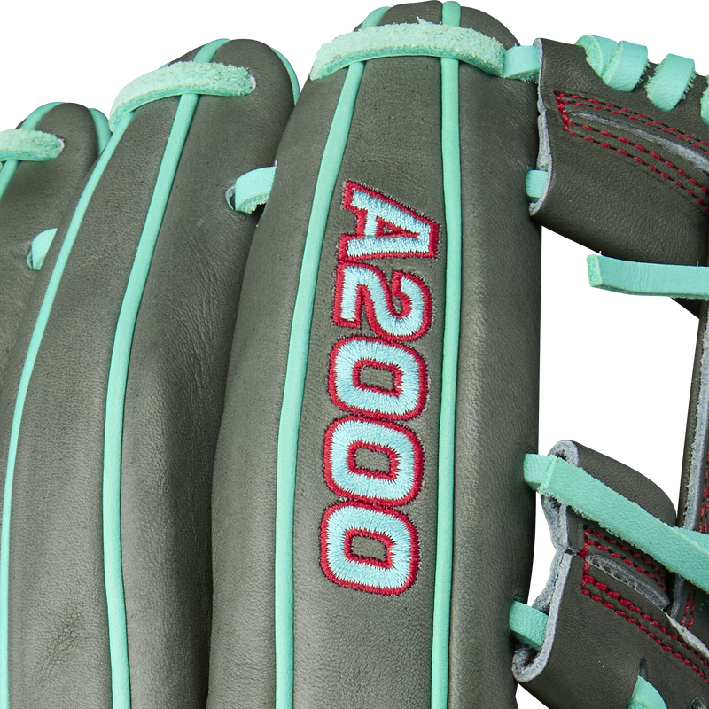 A2000 1975 Infield - 11.75" H-Web, Wilson A2000 1975 Infield - 11.75" H-Web in Coal/Seafoam/Red series logo