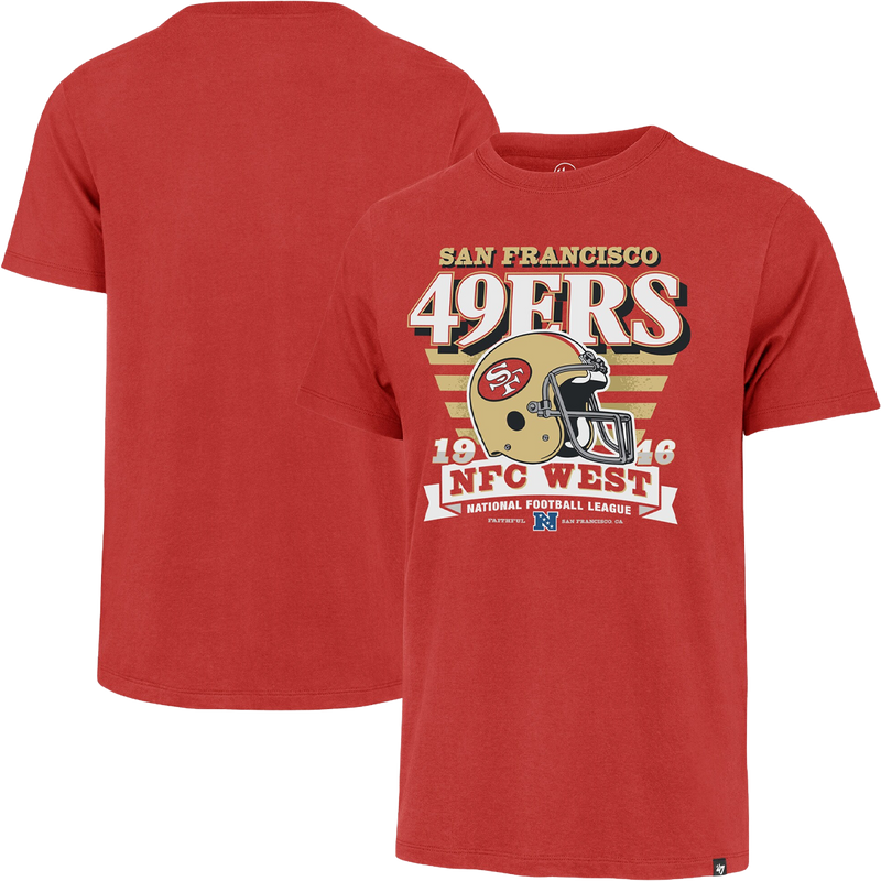 Men's 49ers Stripe Splash Franklin Tee, 47 Brand Men's 49ers Stripe Splash Franklin Tee front and back