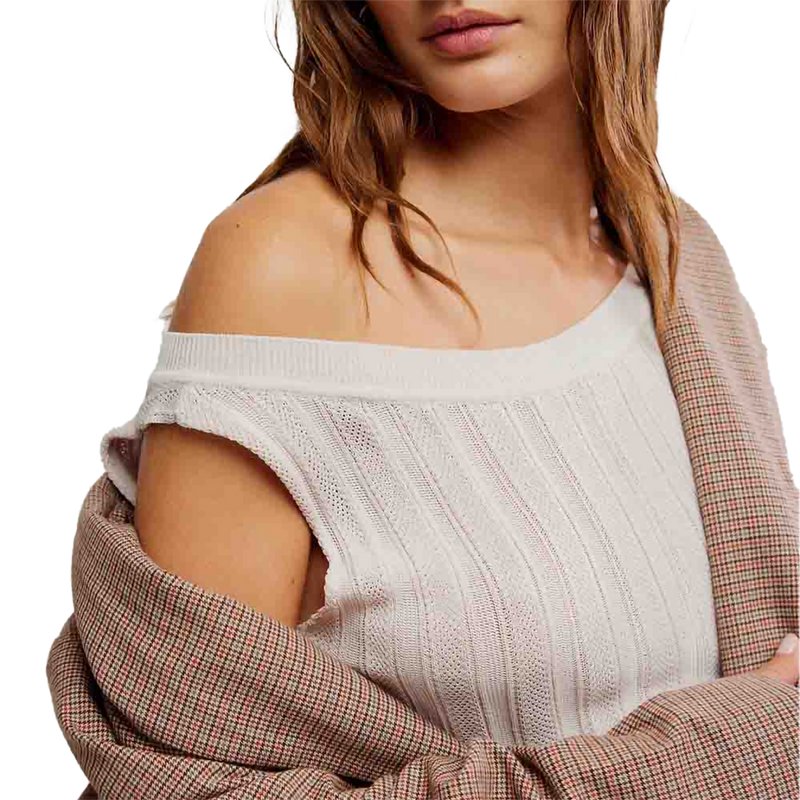 Free People Women's Reese Sweater Tank in 1020-Champagne Dreams front right