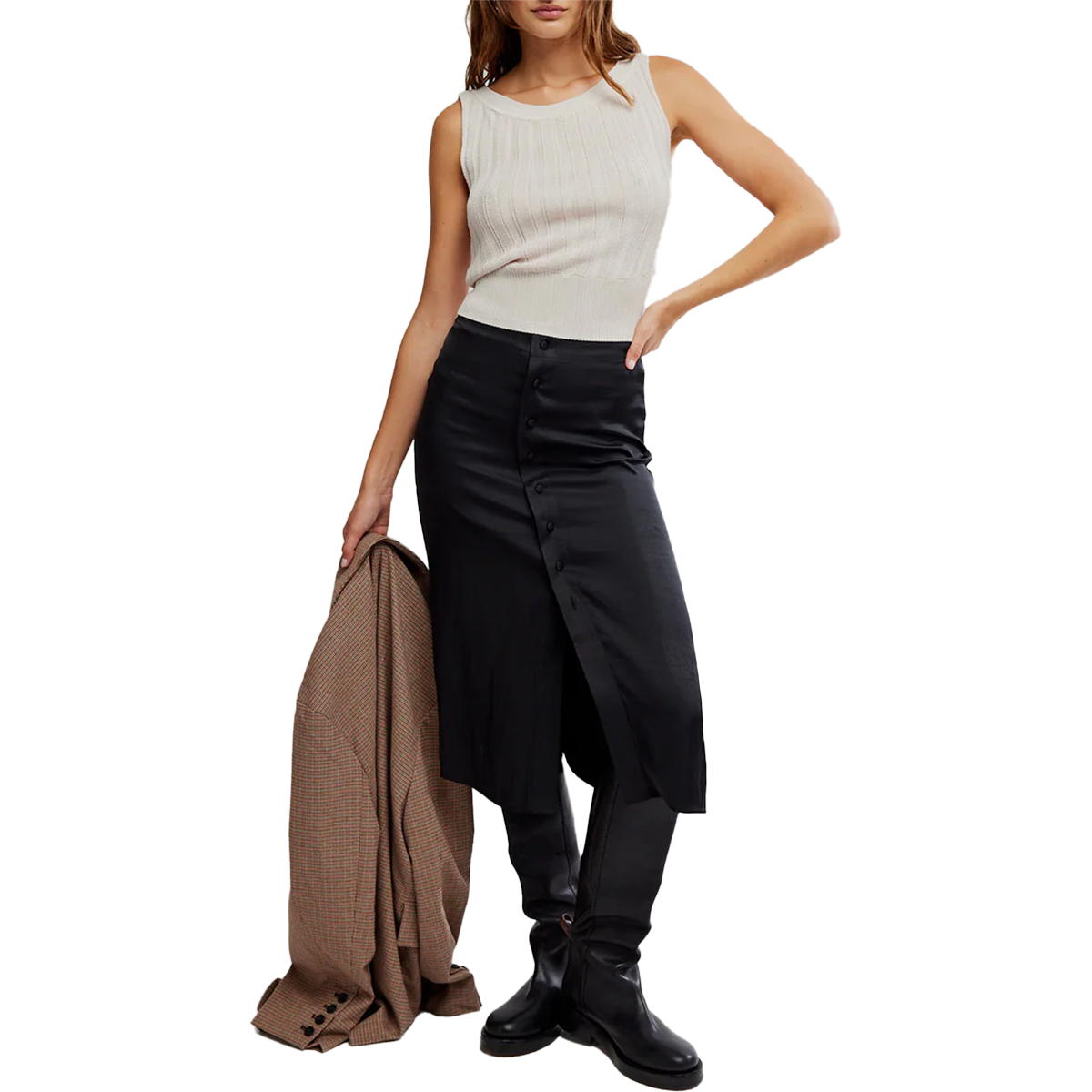 Free People Women's Reese Sweater Tank in 1020-Champagne Dreams front