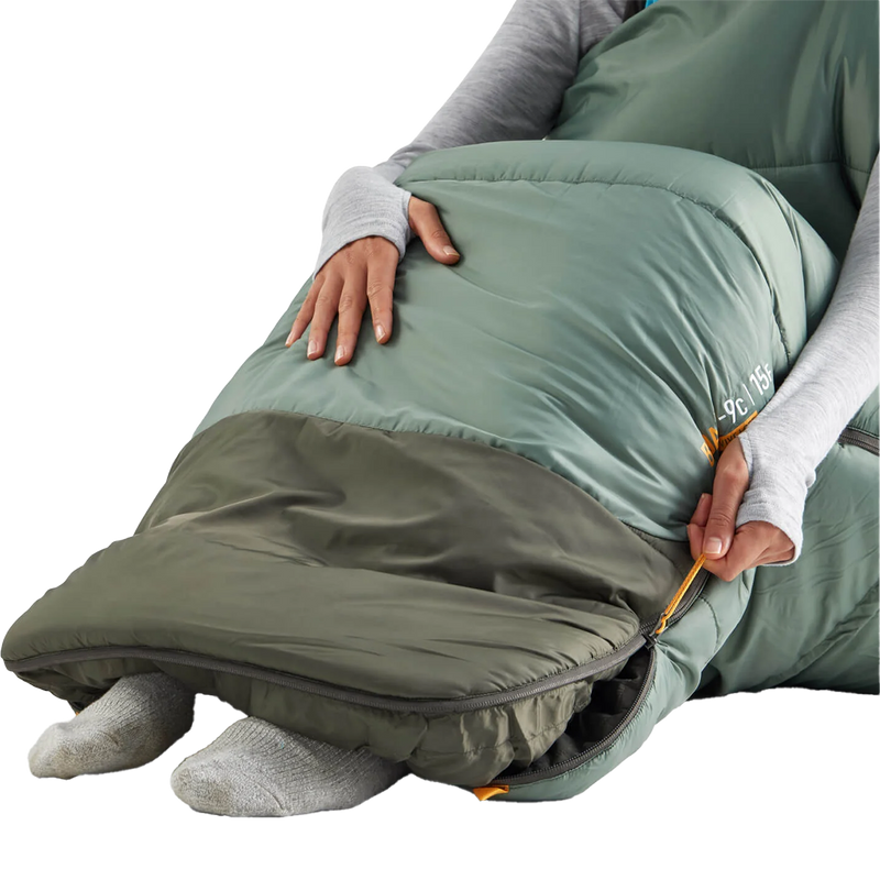 Boab 15F Regular Wide, Sea to Summit Boab 15F in Laurel Wreath Green foot zipper