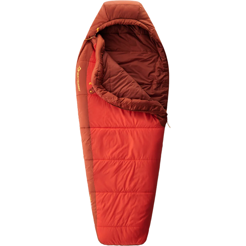 Women's Hamelin 15F Long, Sea to Summit Women's Hamelin 15F in Spicy Orange unzipped