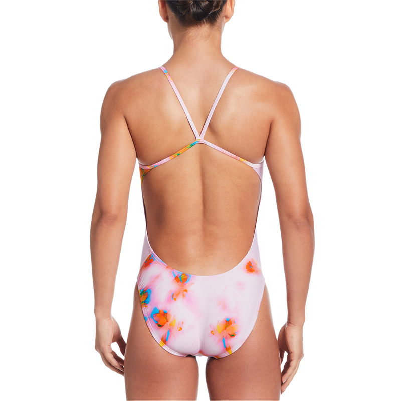 Women's Hydrastrong Print Cutout One Piece, Nike Swim Women's Women's Hydrastrong Print Cutout One Piece in 681 Pink Foam back