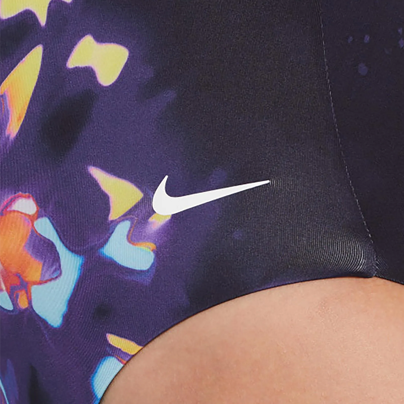 Women's Digi Floral V-Neck One Piece, Nike Swim Women's Digi Floral V-Neck One Piece Logo