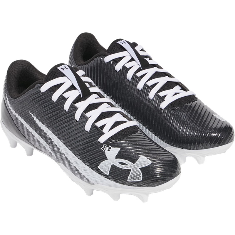 Youth Blur Select Jr Football Cleats, Under Armour Youth Blur Select Jr Football Cleats in 002-Black/White pair right front