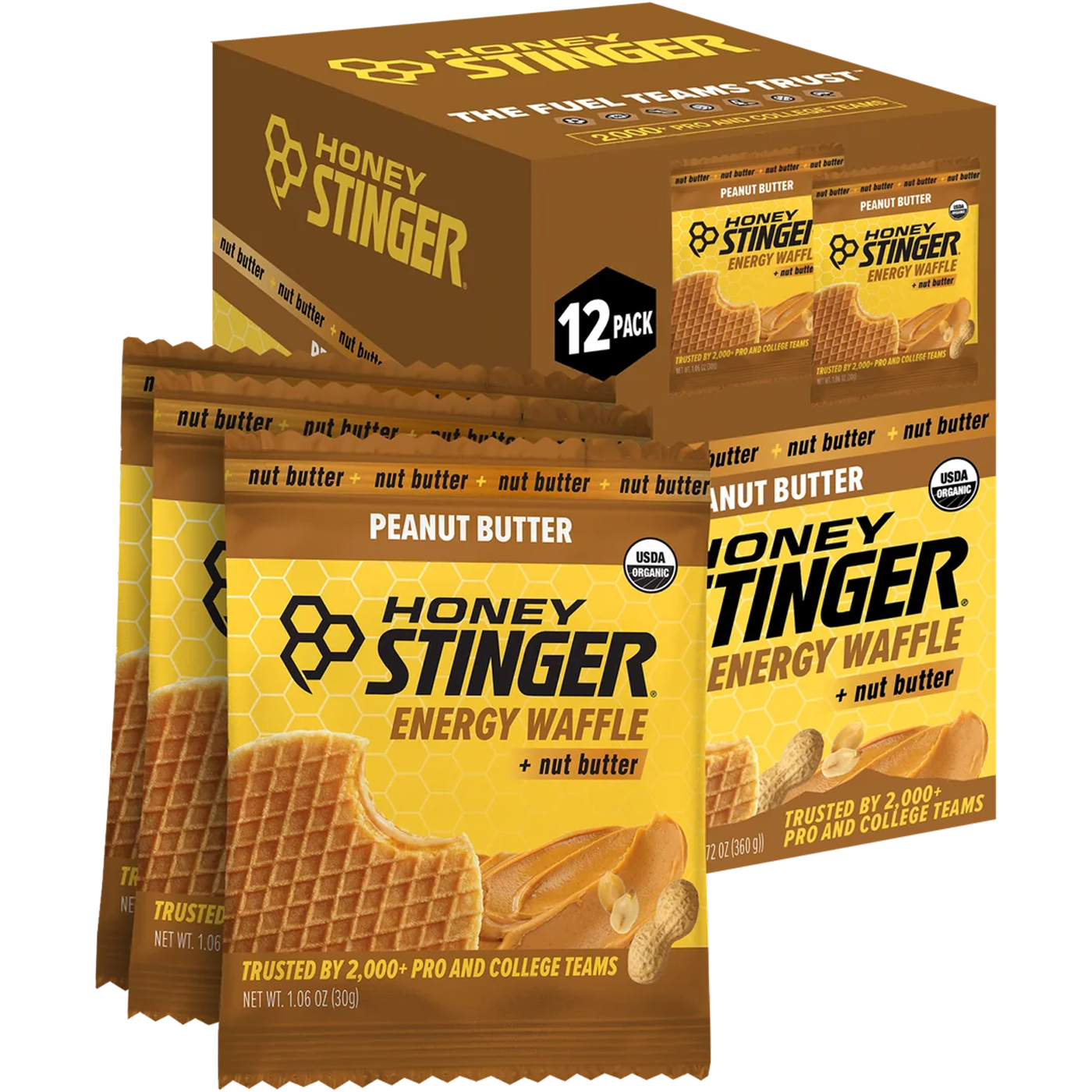 Honey Stinger Organic Peanut Butter Energy Waffles 12 Pack Peanut Butter 