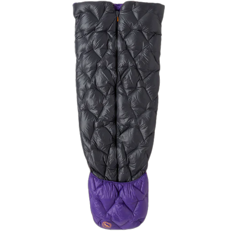Fly Creek UL Zip Quilt 50 - Regular, Big Agnes Fly Creek UL Zip Quilt 50 in Asphalt/Royal Purple with footbox