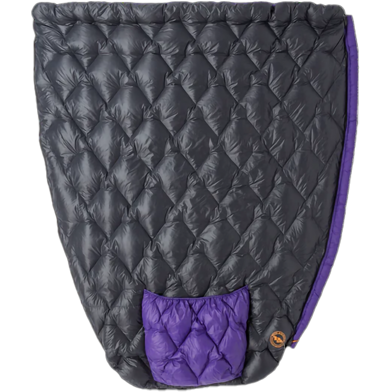 Fly Creek UL Zip Quilt 50 - Regular, Big Agnes Fly Creek UL Zip Quilt 50 in Asphalt/Royal Purple unzipped outside