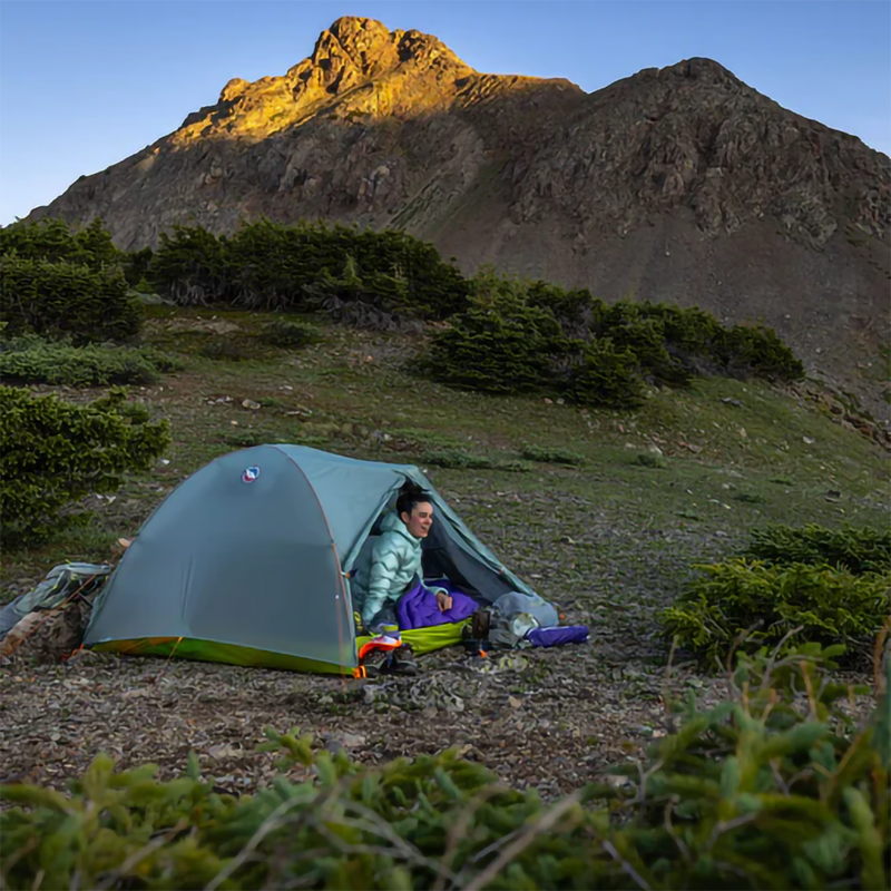 Tiger Wall UL2, Big Agnes Tiger Wall UL2 in Mercury/Evening Primrose with model in field