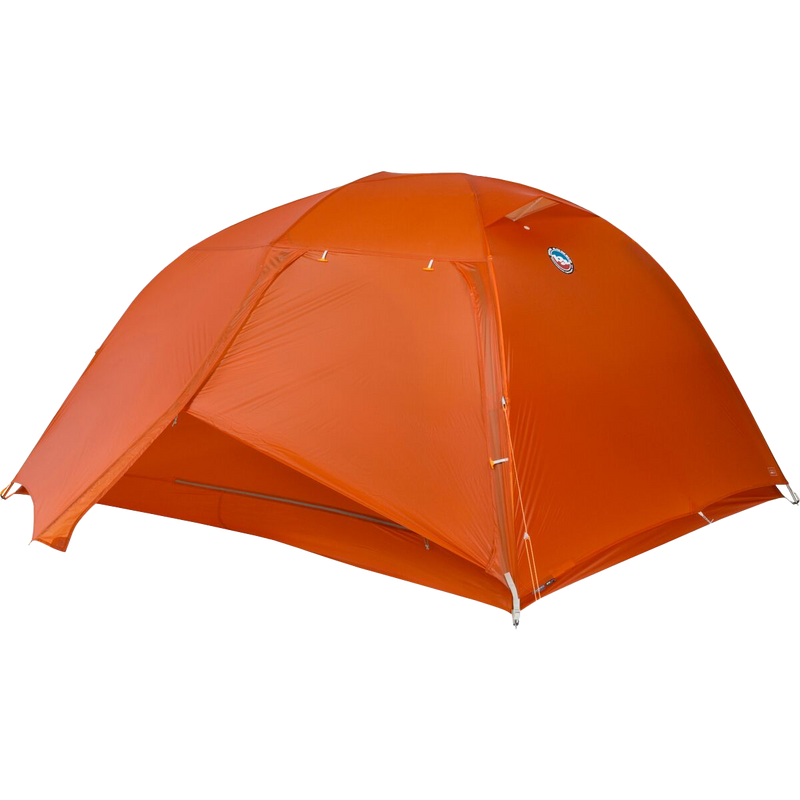 Copper Spur UL3, Big Agnes Copper Spur UL3 in Tangelo with rainfly partially unzipped