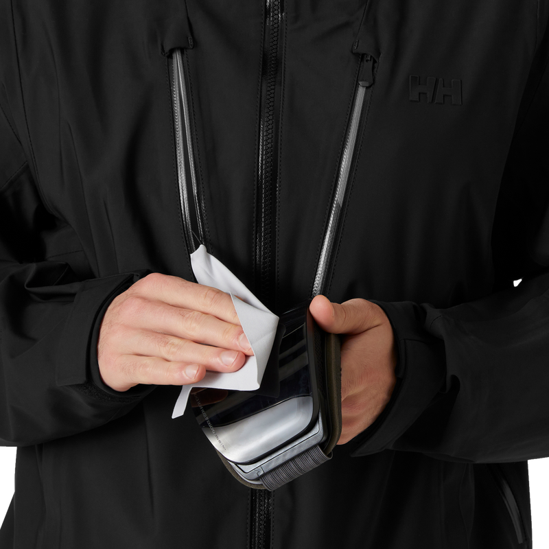 Men's Alpha Long Shell Jacket, Helly Hansen Men's Alpha Long Shell Jacket stash pocket with goggle wipe