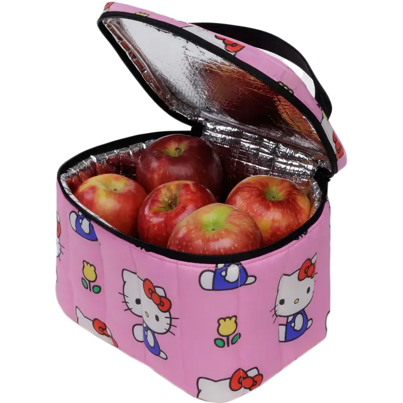 Puffy Lunch Bag, Baggu Puffy Lunch Bag in Hello Kitty Pink unzipped