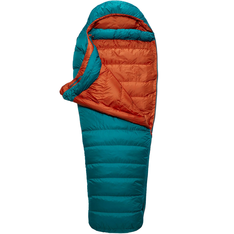 Women's Ascent 500 Reg 23, Rab Women's Ascent 500 Reg 23 in Marina Blue unzipped