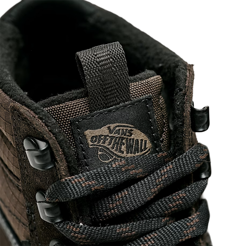 Men's MTE Sk8-Hi Waterproof Insulated, Vans Men's MTE Sk8-Hi Waterproof Insulated in 3NI Ripstop Demitasse tongue tag