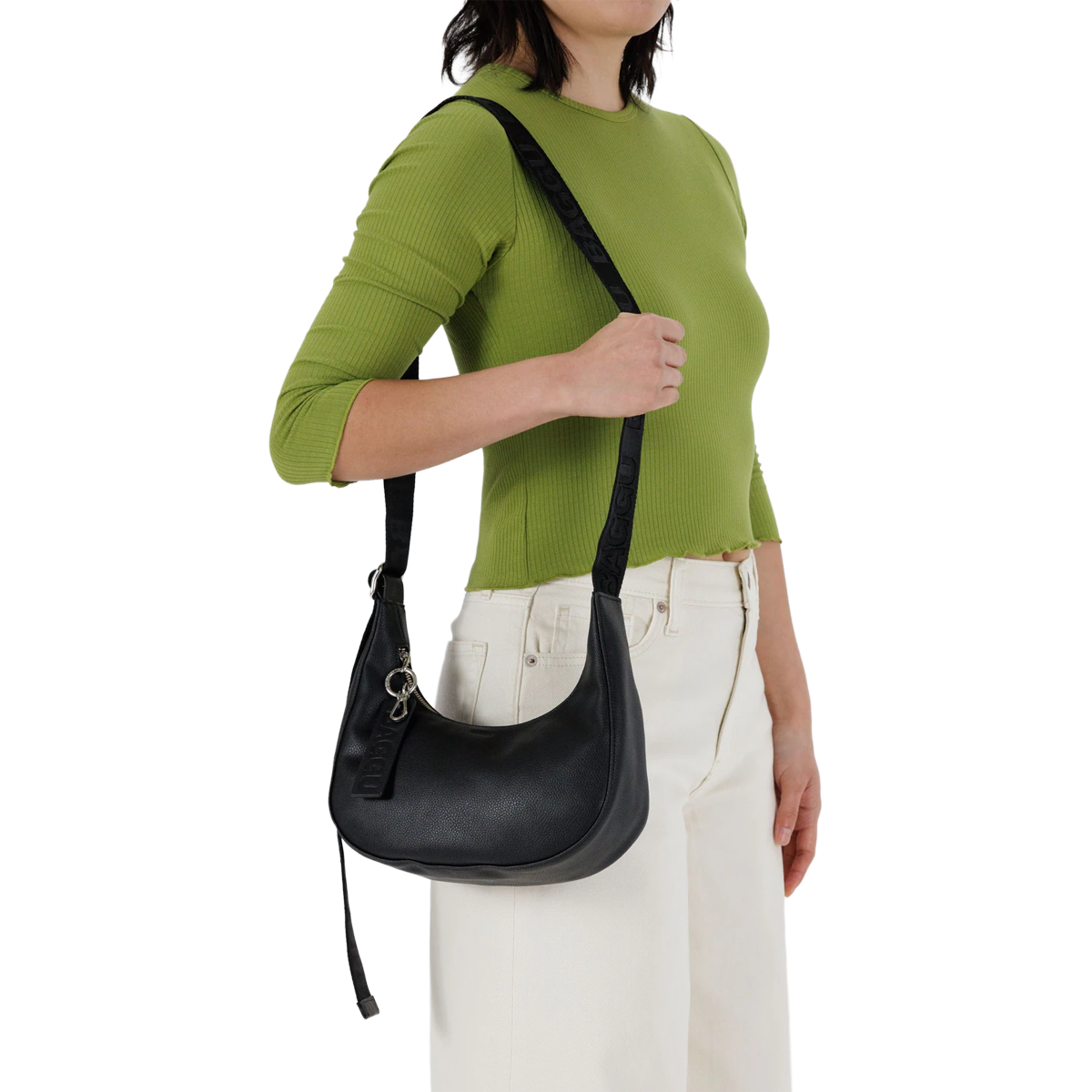 Small Recycled Leather Crescent Bag alternate view