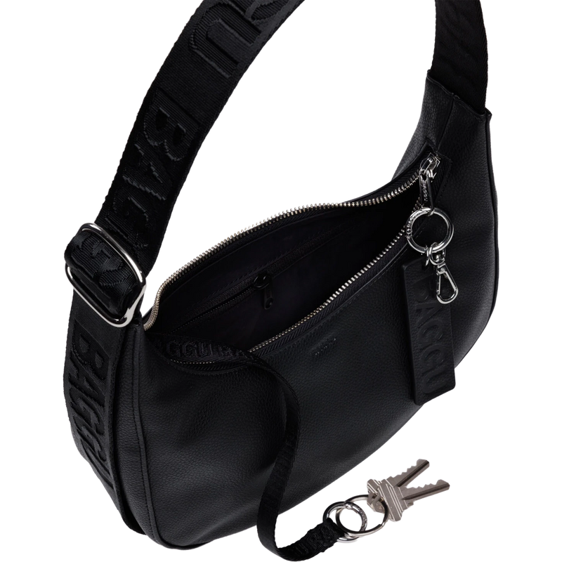 Small Recycled Leather Crescent Bag, Baggu Small Recycled Leather Crescent Bag with keys