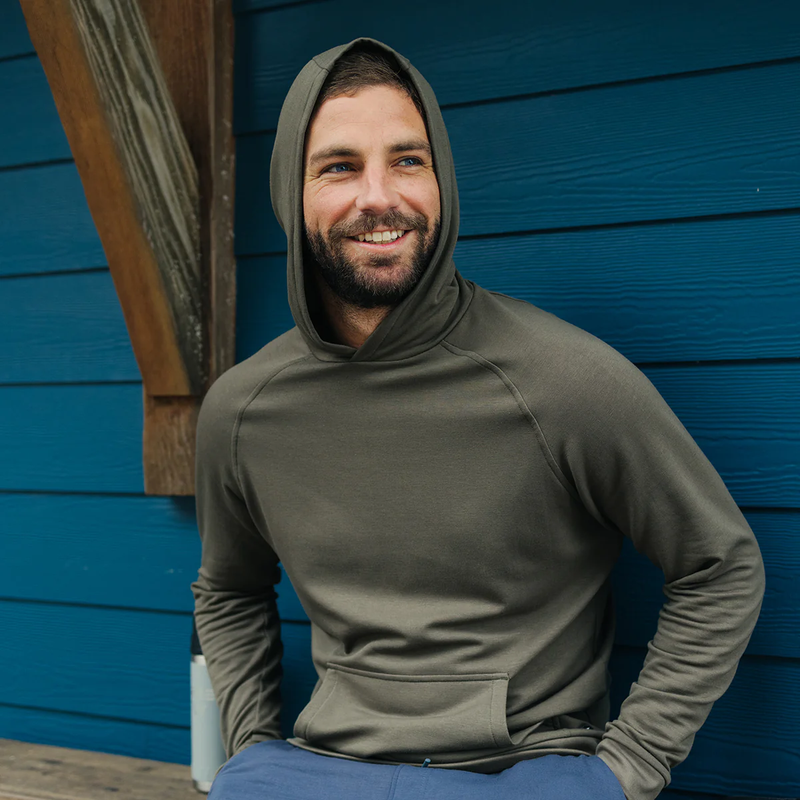 Men's Bamboo Lightweight Fleece Hoodie, Free Fly Men's Bamboo Lightweight Fleece Hoodie Lifestyle