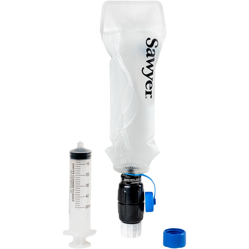 Cnoc Premium 750ml Micro Squeeze Filtration System, Sawyer Cnoc Premium 750ml Micro Squeeze Filtration System Filter Attached