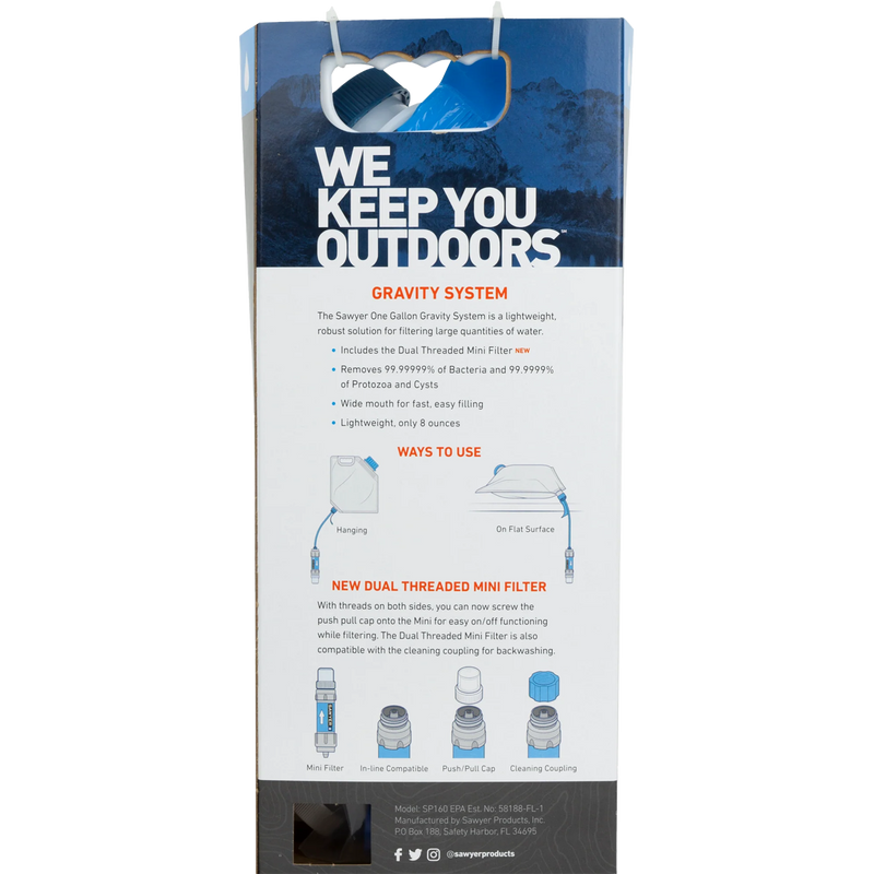 Sawyer One Gallon Gravity Water Filter, Sawyer Sawyer One Gallon Gravity Water Filter Back