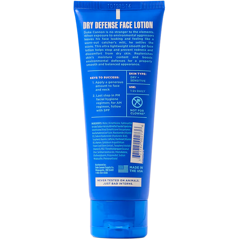 Dry Defense Face Lotion 3oz, Duke Cannon Dry Defense Face Lotion 3oz back