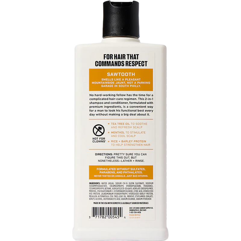 Hair Wash 2-1 14oz, Duke Cannon Hair Wash 2-1 14oz in Sawtooth back of package