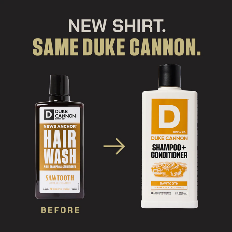 Hair Wash 2-1 14oz, Duke Cannon Hair Wash 2-1 14oz in old/new package