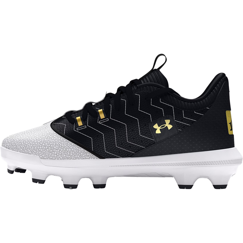 Youth Harper 9 TPU Baseball Cleats, Under Armour Youth Harper 9 TPU Baseball Cleats in Black/White left profile