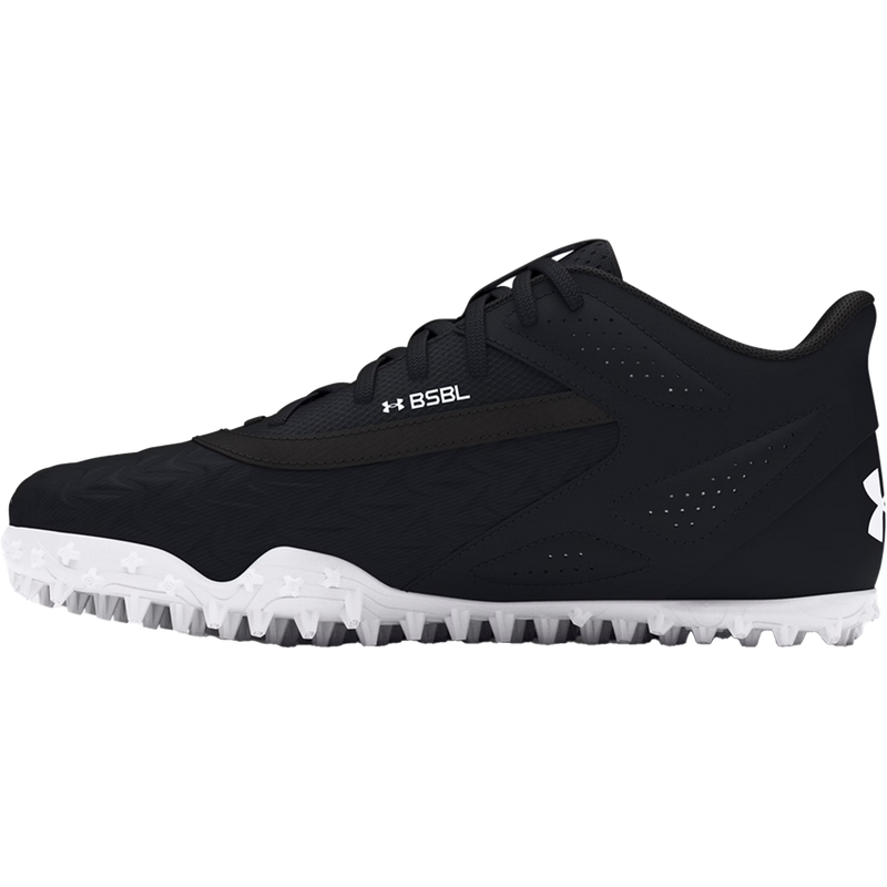 Youth Yard Turf 3.0 Baseball Cleats, Under Armour Youth Yard Turf 3.0 Baseball Cleats in Black/White right inside profile