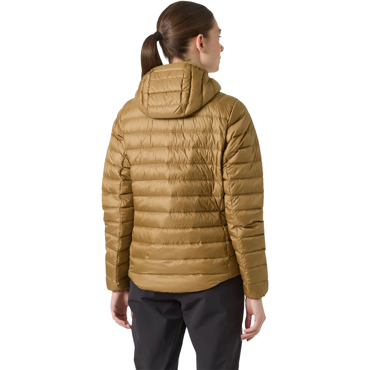 Helly Hansen Women's Verglas Hooded Down 2.0 in  Elmwood back view on model