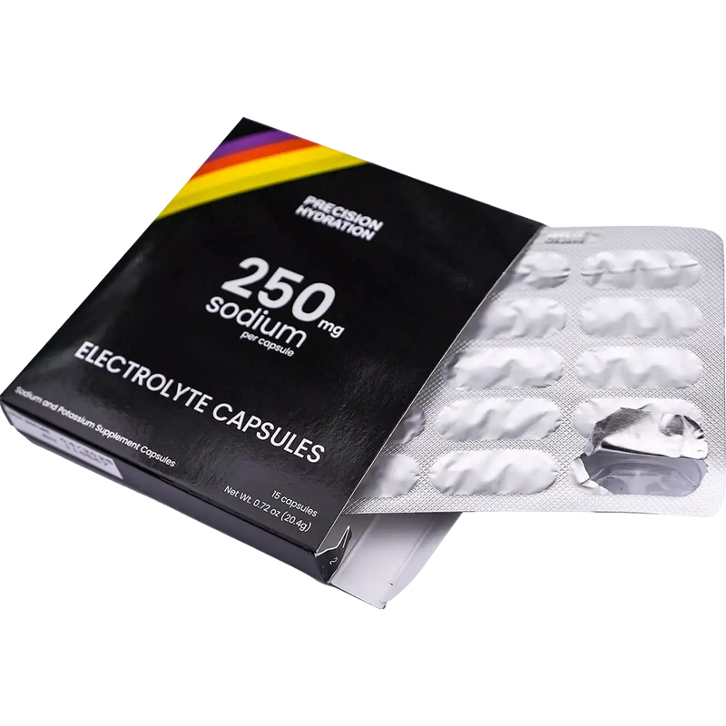 Electrolyte Capsules, Precision Fuel and Hydration Electrolyte Capsules blister pack open