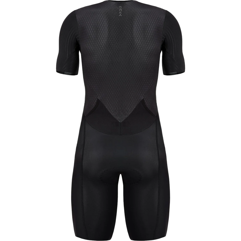Men's Elite Aero II Short Sleeve Tri Suit, ROKA Multisport Men's Elite Aero II Short Sleeve Tri Suit back no model