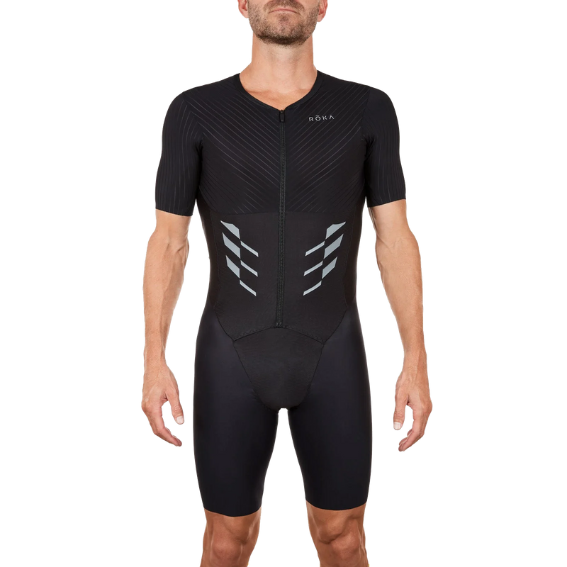 Men's Elite Aero II Short Sleeve Tri Suit, ROKA Multisport Men's Elite Aero II Short Sleeve Tri Suit front