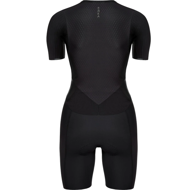 Women's Elite Aero II Short Sleeve Tri Suit, ROKA Multisport Women's Elite Aero II Short Sleeve Tri Suit back no model