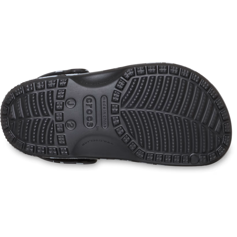 Youth Classic Graphic Clog, Crocs Youth Classic Graphic Clog in 0DD-Black/Slate Grey bottom