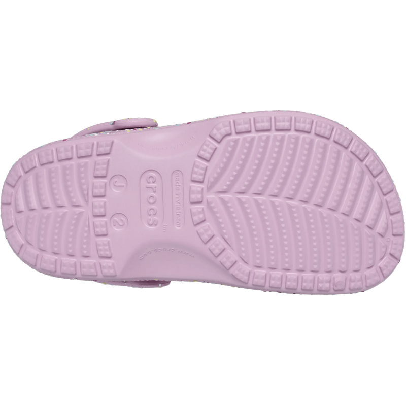 Classic Paint Splatter Clog K, Crocs Classic Paint Splatter Clog K in 5CJ-Hydrangea/Multi bottom