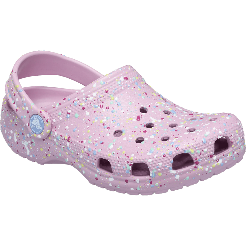 Classic Paint Splatter Clog K, Crocs Classic Paint Splatter Clog K in 5CJ-Hydrangea/Multi front right