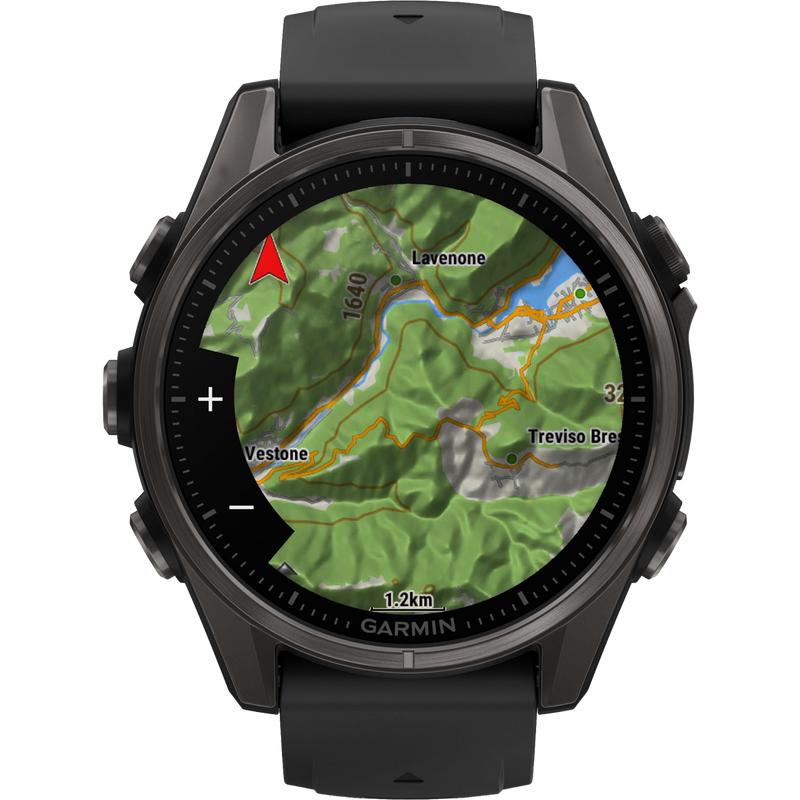 Fenix 8 Sapphire 43mm - Carbon Gray, Garmin Fenix 8 Sapphire 43mm Carbon Gray topography