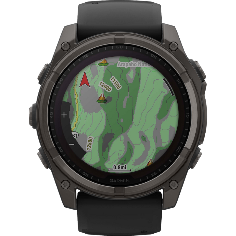 Fenix 8 Solar Sapphire 51mm - Carbon Gray, Garmin Fenix 8 Solar Sapphire 51mm Carbon Gray topography