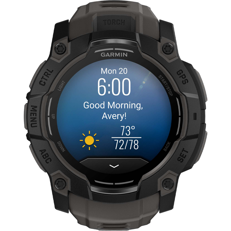 Instinct 3 50mm Amoled - Black, Garmin Instinct 3 50mm AMOLED in Black front