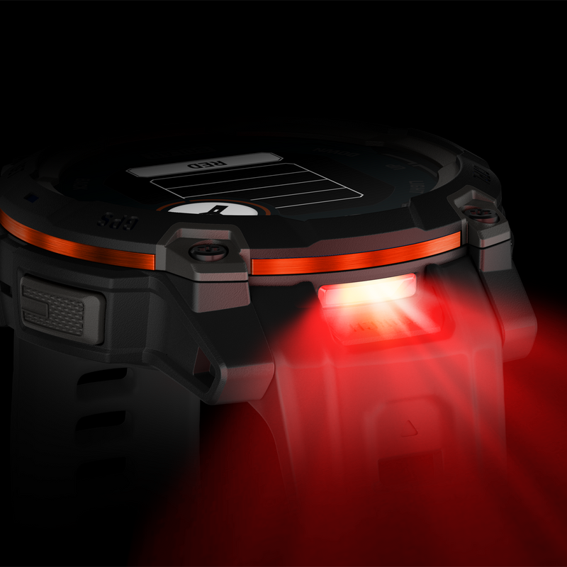 Instinct 3 Solar 45mm Black, Garmin Instinct 3 Solar 45mm Black red light