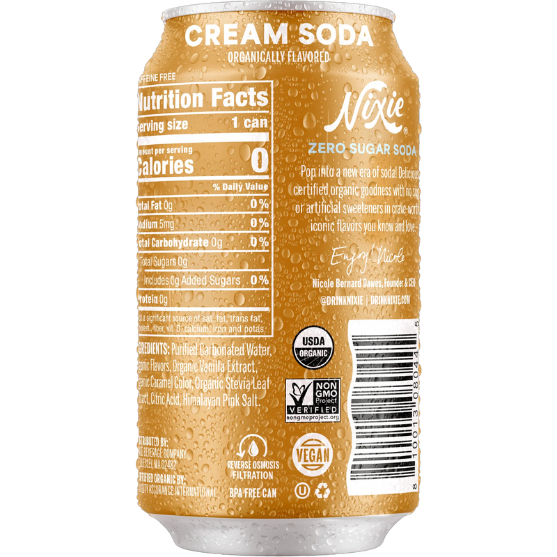 Zero Sugar Soda 12 oz, Nixie Zero Sugar Soda 12 oz back of can
