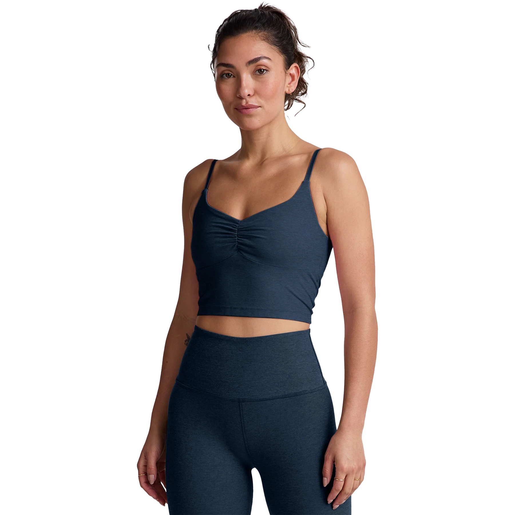 Women's Spacedye Raise the Barre Shirred Crop Tank alternate view