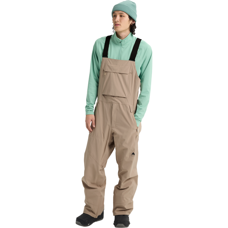 Men's Reserve 2L Stretch Bibs, Burton Reserve 2L Stretch Bibs in AH2-Summit Taupe front
